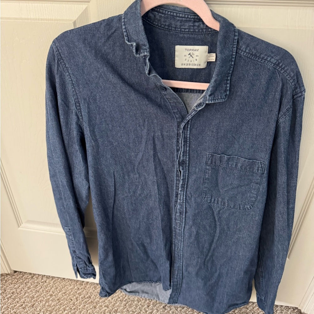 Topman Casual Indigo Button Down Shirt